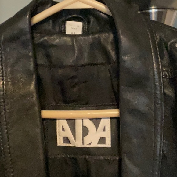 ADA Black Long Length Genuine Leather Coat - Vintage - Picture 2 of 6